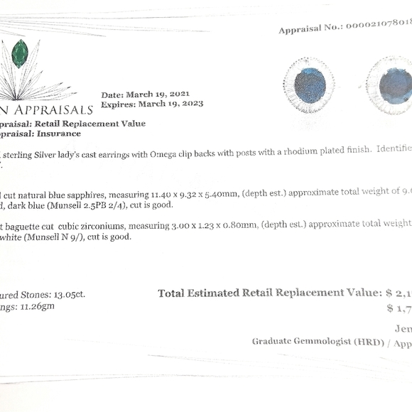 Sapphire Earrings Sterling Silver Omega Back - Picture 15 of 15